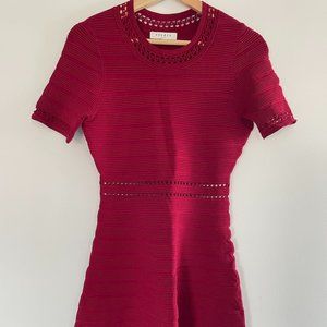 Sandro eyelet detail red mini dress